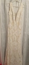 NWT Elegant Sequin Cream Gown Dress By LOVE AND LEMONADE Size XL