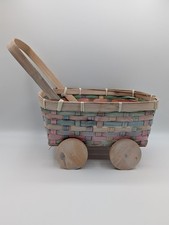 Small Basket Woven Baby Stroller - Baby Shower Gift Basket - 11" H x 14"L x 8"W