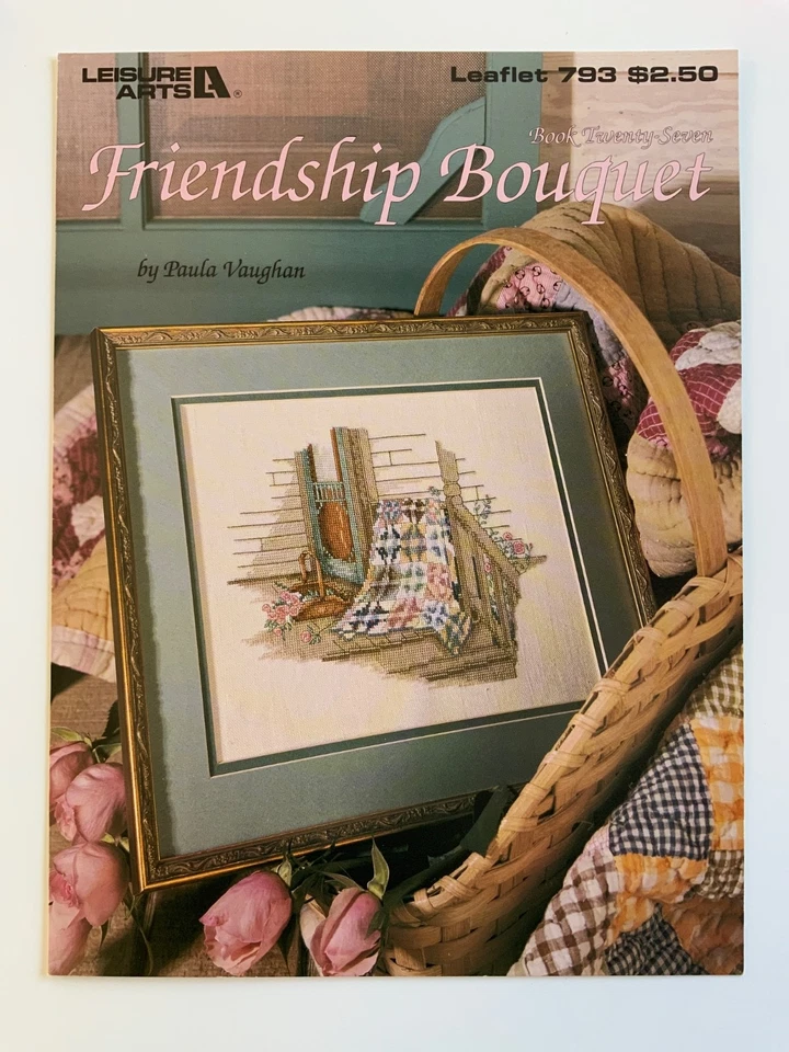 Lot Of 6 Cross Stitch Leisure Arts Paula Vaughan Patterns Floral Tea Rose Theme - Image 2 of 4