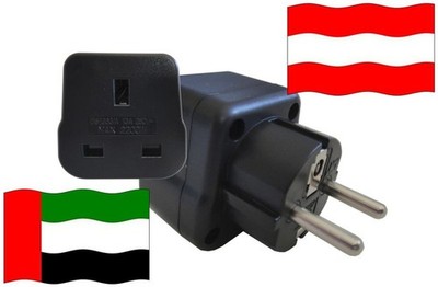 Reisestecker Adapter Österreich für Geräte aus Vereinigte Arabische Emirate NEU