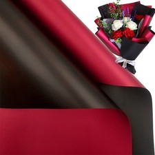 20 Sheets 22.8x22.8 Inch Wine Red Black Double Sided Flower Wrapping Paper
