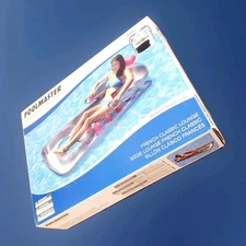 Poolmaster 85660 Inflatable French Classic Lounge Chaise Chair NEW Float 66 x 31