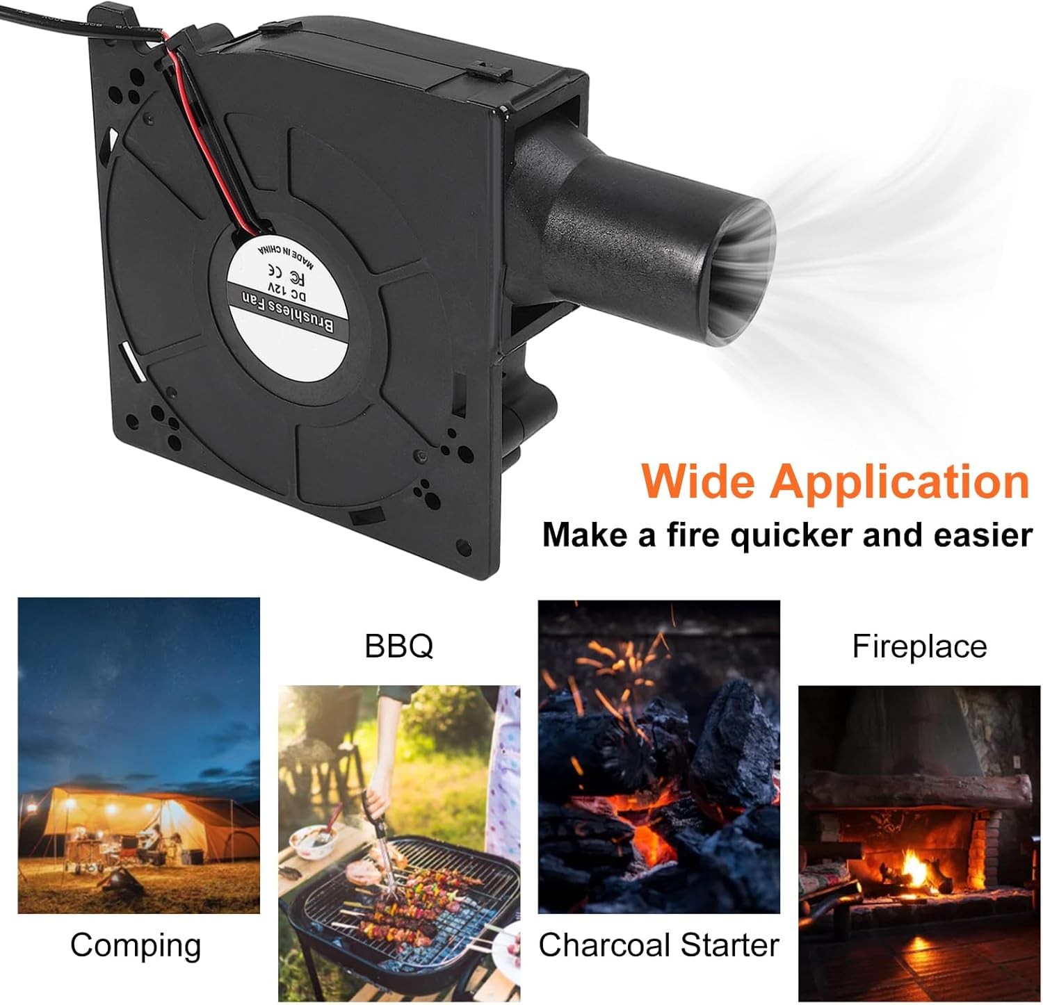 120mm BBQ Fan 12V 4.72in Blower Brushless with 110V/120V Variable Speed 