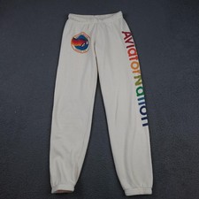 Aviator Nation Jogger Sweatpants Womens Small White Fleece Rainbow Logo Made USA