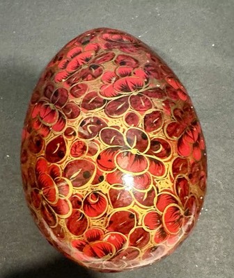 EGG: Papier-mâché Hand-crafted Trinket Box Egg ￼Made In Kashmir Circa 1980's