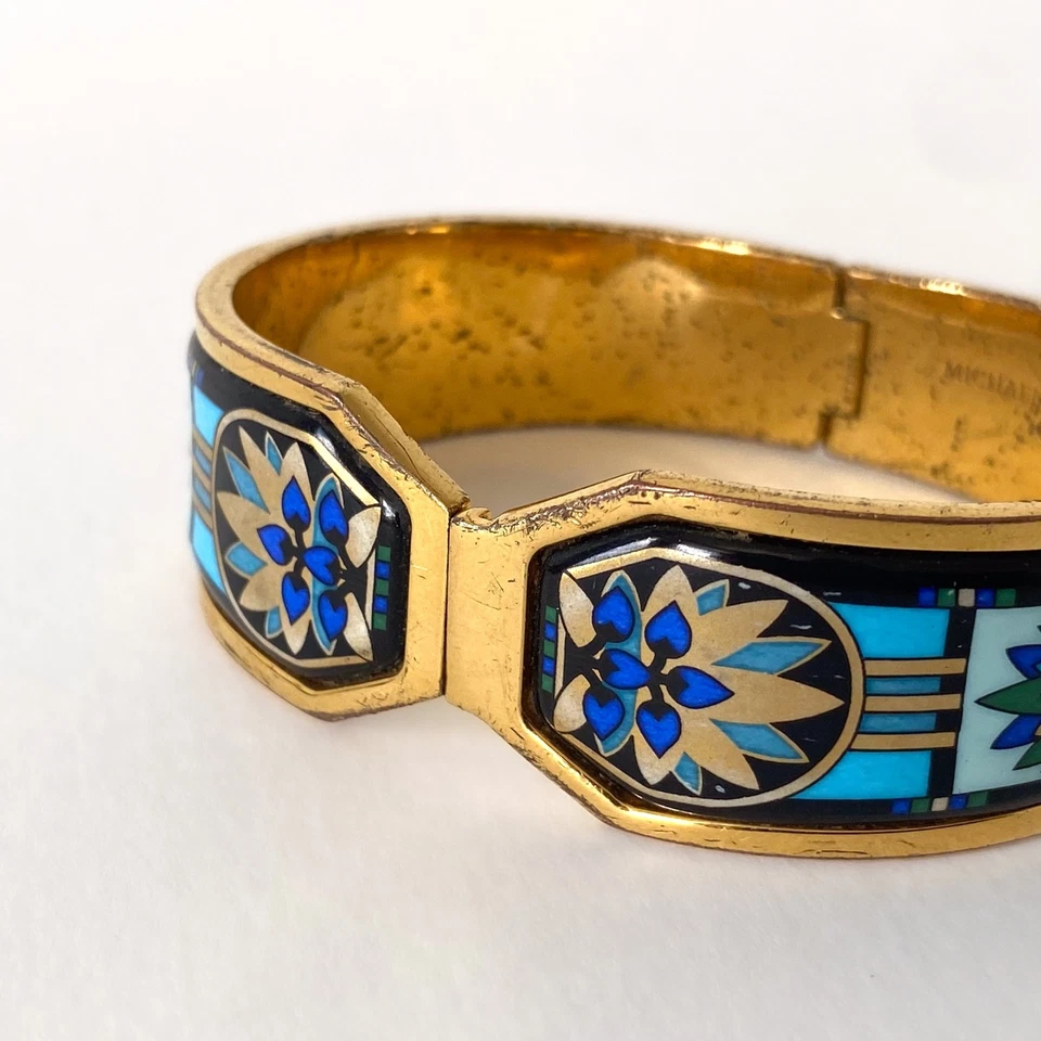 Michaela Frey Wien Vintage Gold Metal And Enamel Bracelet - 1980s - Image 4 of 4