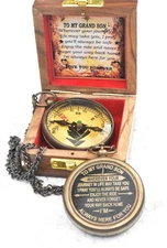 to My Grandson Compass with Wooden Box-Mom to Son Compassâ€“Father to Son Gifts