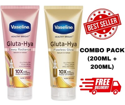 Vaseline Healthy Bright Gluta-Hya Serum Burst Lotion Set: Dewy Radiance and Flaw