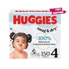 Huggies Size 4 Diapers, Snug & Dry Baby Diapers, Size 4 , 150 Count