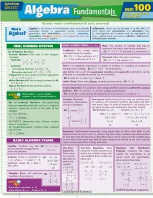 ALGEBRA FUNDAMENTALS QUIZZER (QUICK STUDY: QUIZZER) By Inc. Barcharts BRAND NEW