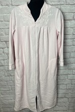 Miss Elaine Women  s Robe Housecoat Full Zip Plush Microfleece Pink Size M EUC