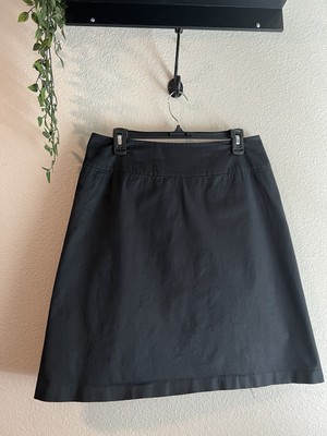 Banana Republic Vintage Y2K Skirt Size 8 Solid Black A-Line Knee Length Back Zip