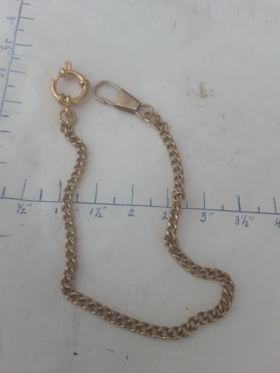 Vintage gold-filled pocket watch chain 10 inches as shown