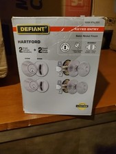 Defiant Hartford Keyed Entry Door Lock Set Satin Nickel 2 Deadbolts  2 Knobs