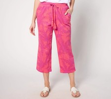 Belle by Kim Gravel Petite Packabelle Paradise Palm Cropped Pant Paradise Pink 2