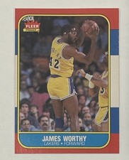 James Worthy 1986/1987 Fleer Rookie Basketball Card #131 Off Centered. rookie card picture