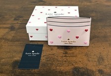 Kate Spade Boxed Madison Heart Studs Small Slim Card ID Holder In Powdered Sugar