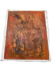 Orange Abstract Painting on Canvas by Midwest Regional Artist Virginia Terpening