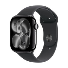 Apple Watch Series 11 46mm Cell Jet Black Case w Black Sport Band S/M MFC24LW/A