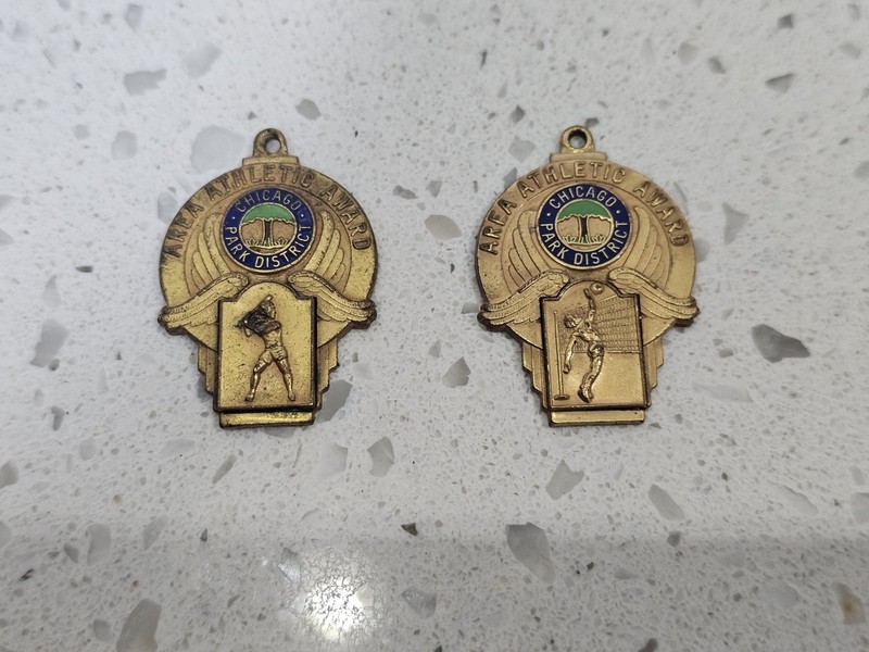 Vintage CHICAGO PARK DISTRICT AERA ATHLETIC AWARDS 1953 AND 1954