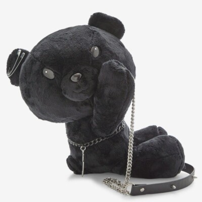 Hot Topic Black Hugging Bear Plush Crossbody Bag NEW