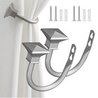 Window Drapery 2 Pcs Square Metal Decorative Curtain Holdbacks, Wall Mounted