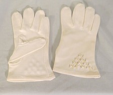 Vintage 60's White Cotton Grandoe Beaded Gloves Sz S