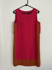 Nine West Womens Size 8 Pink Sheath Boat Neck Dress Sleeveless Pink And Brown
