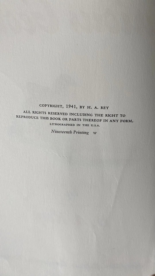 Curious George ~ H. A. REY ~ First Edition 19 Printing ~ — 第 3/4 张图片