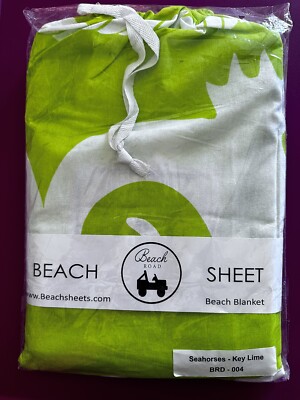 Beach Road Beach Sheet 6 X 6 FT. SEAHORSES  KEY Lime Beach / Picnic Blanket  NEW