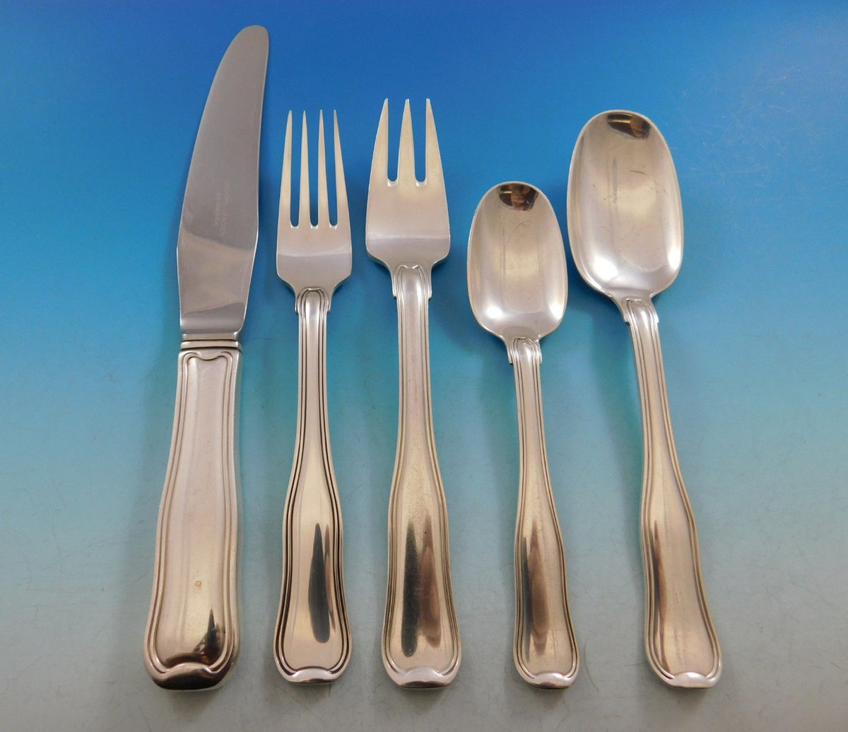 Old Danish by Georg Jensen Sterling Silver Flatware Set For 6