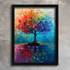 Colourful Tree of Life Picture Wall Art Prints for Living Room Poster Abstract