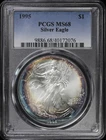 1995 $1 American Silver Eagle PCGS MS 68 | Color Toning Uncirculated BU UNC