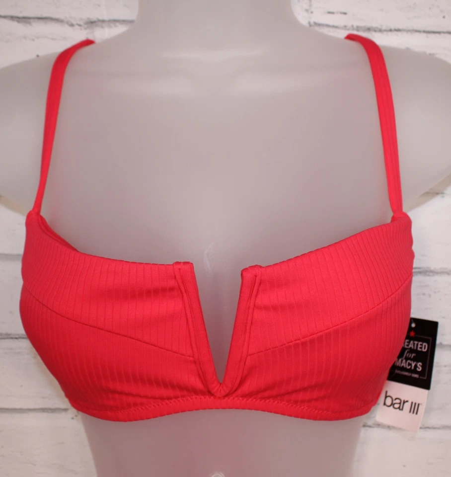 Bikini Bralette Bar III Para Mujer Alambre Cuello Profundo Rosa Brillante Talla Mediana Nuevo con Etiquetas Foto 3 de 4