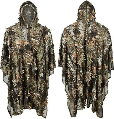 KYLEBOOKER 3D Leaves Camouflage Ghillie Poncho Camo Cape Cloak Stealth Ghillie Suit