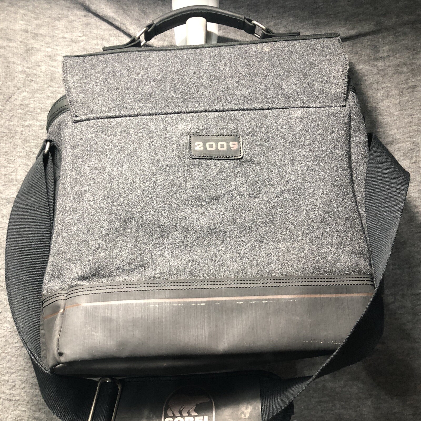 Sorel Gray Wool Blend Messenger Bag Unisex Bag 2009 Rare Carry-all Tote image 9