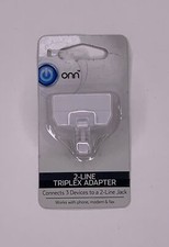 Onn 2 Line Triplex Adapter Connects 3 Devices 2-Line Phone Jack White ONB16TE002