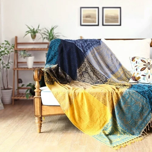 86 x 102" Vintage Bohemian Tapestry Sofa Throw Blanket Anti-slip Rugs Rural Sale - Picture 5 of 36