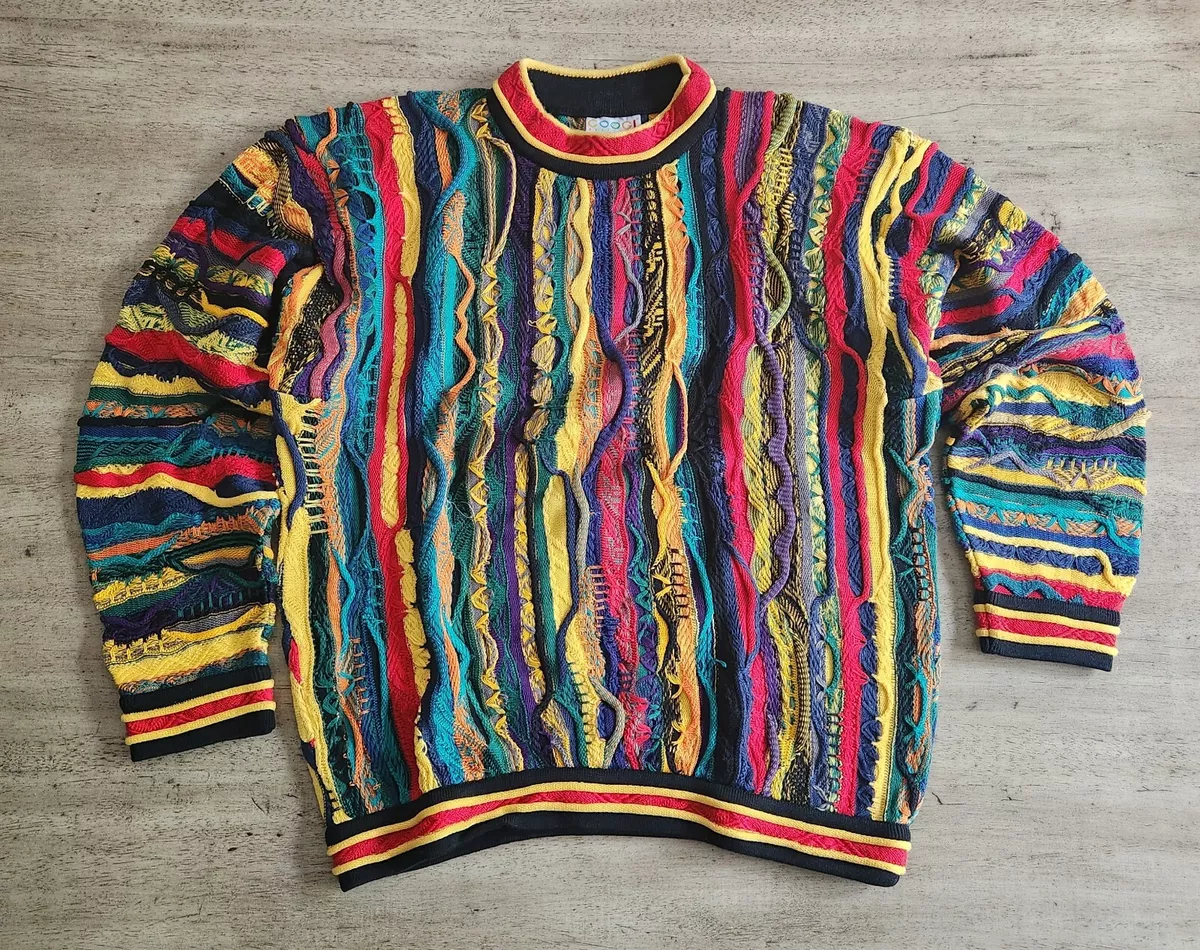 Vintage 90's Coogi Sweater Made In Australia Sz M Multi Color 3D Knit BIGGY