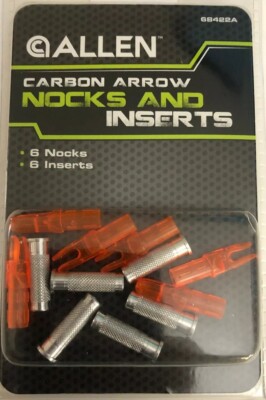 Arrow Nocks And Inserts for Carbon Arrows Allen Archery (1ea 6pk) Orange-68422A