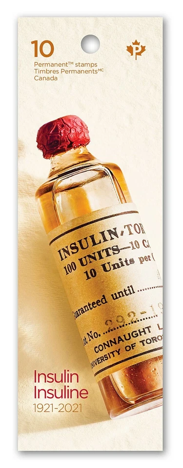 #3287a Canadá 2021 = 100º INSULINA = Folleto de 10 sellos MNH Foto 2 de 3