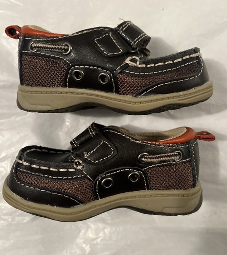 Genuine Kids Boat Shoes Loafers Dark Brown Orange Size 4 Toddler Boy - Picture 6 of 9