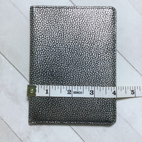 Lodis Pebbled Leather Passport Holder Silver Metallic Travel - Picture 4 of 6