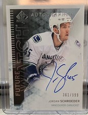 JORDAN SCHROEDER 2013-14 Upper Deck SP Authentic Future Watch Auto 361/999