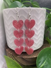 3  Silver-tone Heart Retro Dangle Earring Set New Free Ship B4407