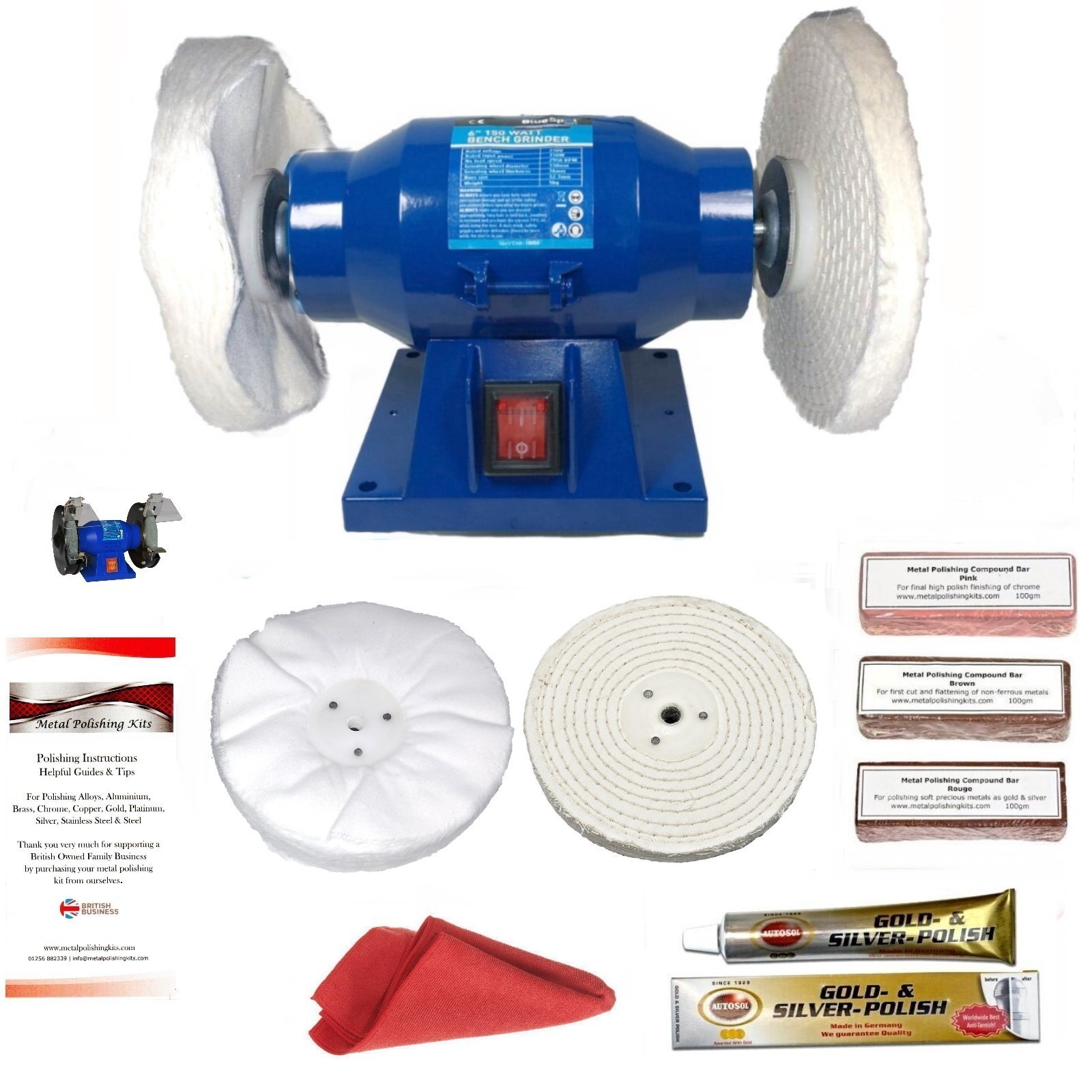 Jewellery Polisher Polishing Grinding Machine 6"" Polishing Kit 150W