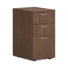 HON Mod Mobile Pedestal 3-Drawer File Cabinet Letter/Legal Sepia Walnut 15x20x28