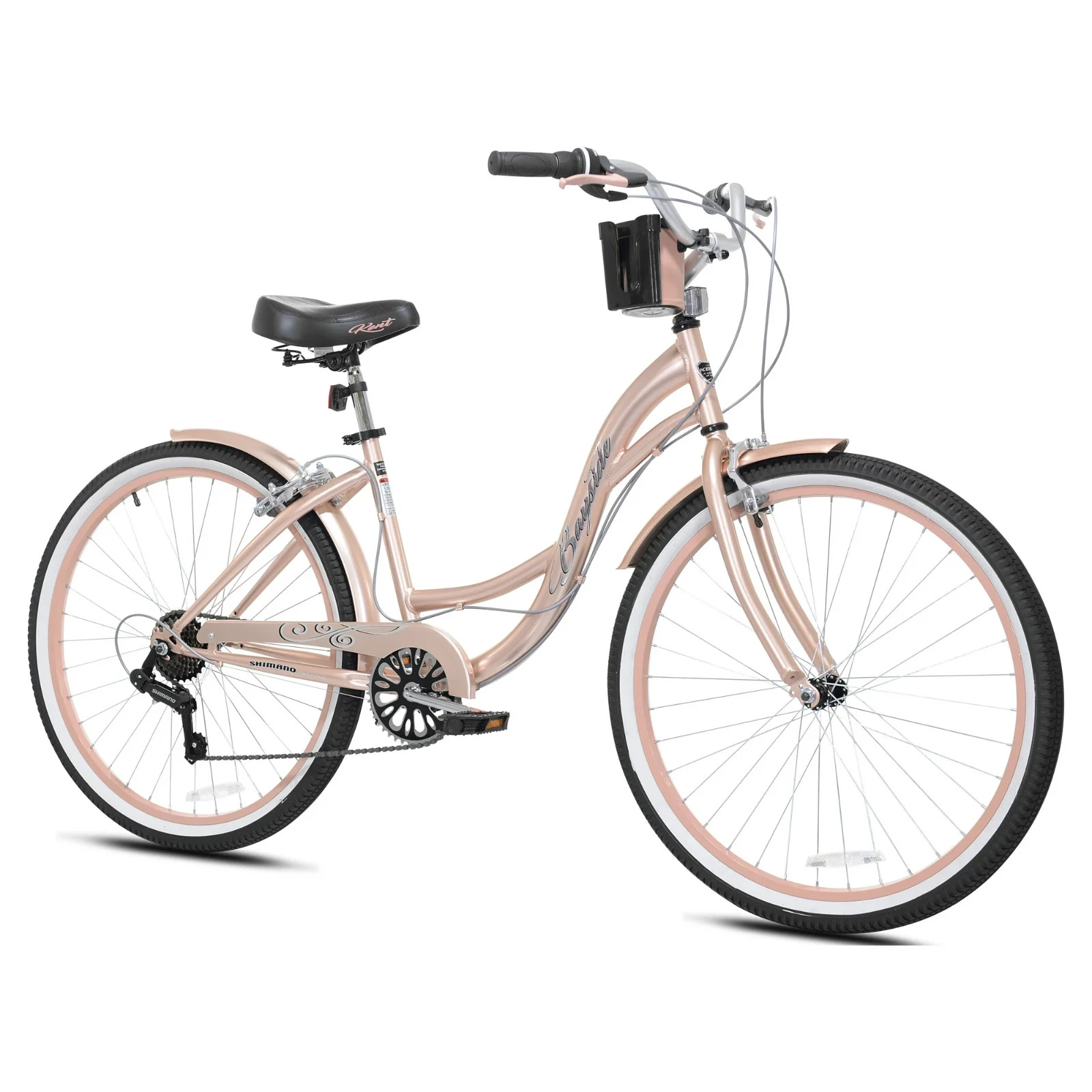 Women's 26" Bayside Beach Cruiser Bike Perfect Fit Frame, 7-Speed, Rose Gold