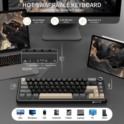 Teclado mecánico inalámbrico para juegos ATTACK SHARK X66 con perilla junta de modo tri - Imagen 2 de 24