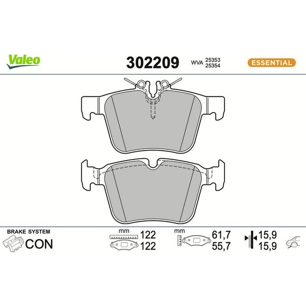 Valeo 302209 Bremsbelagsatz FüR Mercedes Benz C Klasse W205 S205 C205 A205-image